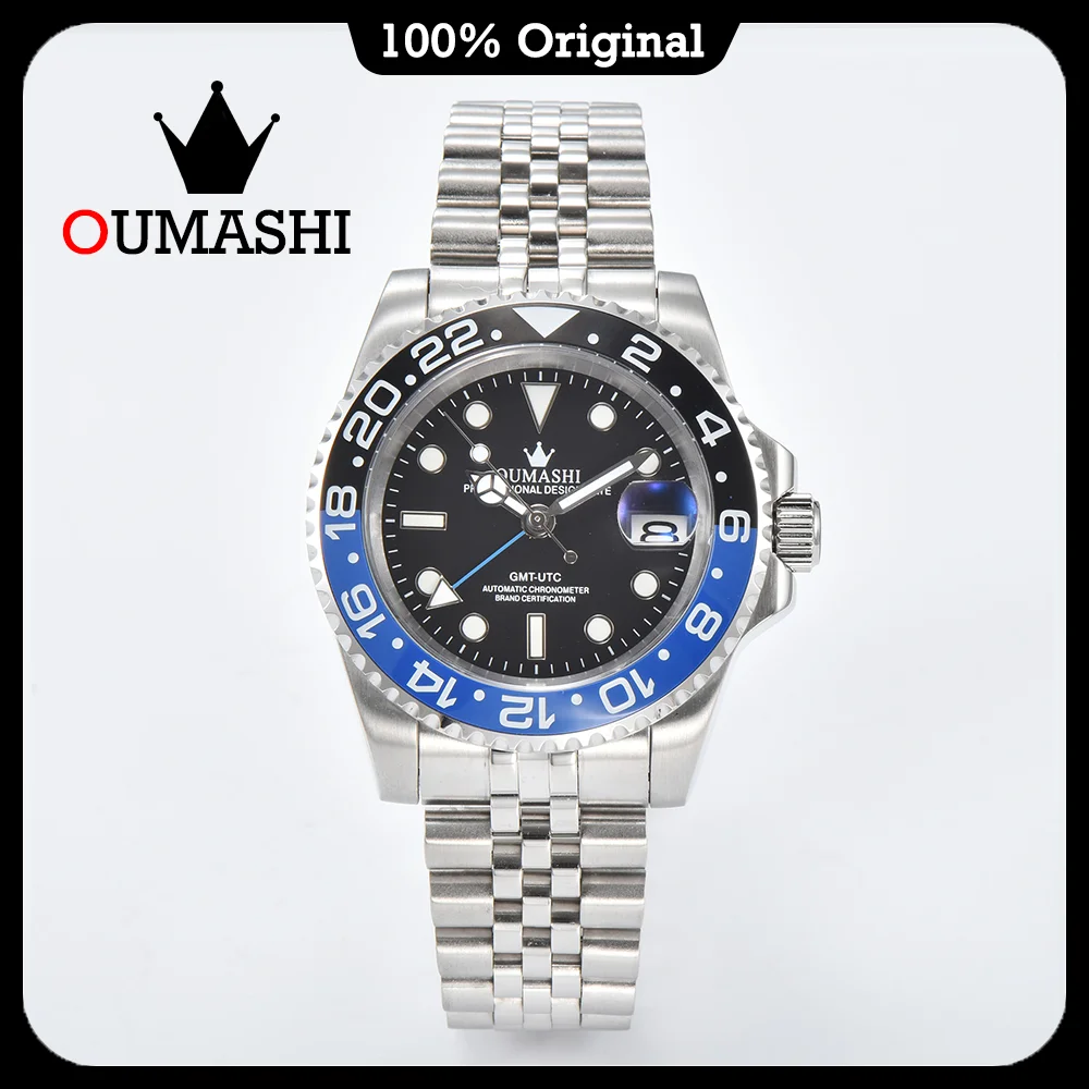 OUMASHI Watch GMT Watch Sapphire Glass Stainless Steel Waterproof WatchHigh-end Luxury Men's Watch NH35 Automatic Movement Watch