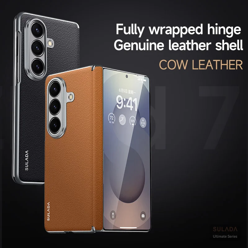 

High Quality Business Sle Leather Magnetic Hinge Phone Case for Samsung Z Fold 7 6 5 Magnetic Wireless Charger Protect Cover