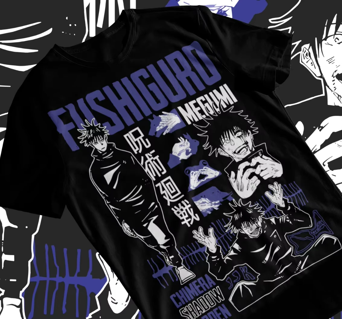 Camiseta Jujutsu Kaisen Gojo Satoru 2026 New Megumi Fushiguro JJK, camiseta macia para homens e mulheres, estilo streetwear hip hop.