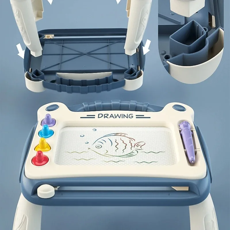 لوحة رسم مغناطيسية للأطفال لوحة جرافيتي ملونة للأطفال الصغار يمكنها مسح لوحة كتابة بقوس مغناطيسي منزلي #4
