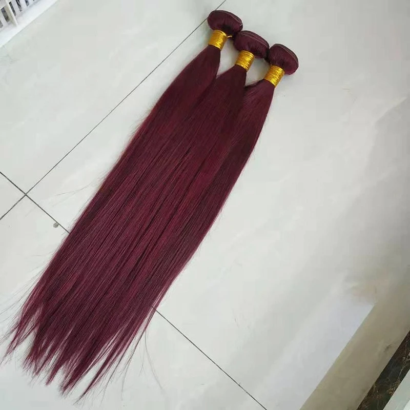 12A Grade 1/2/3PCS 99j Straight Human Hair Bundles 100g/PC Double Weft Hair Extensions Brazilian Virgin Hair Full End