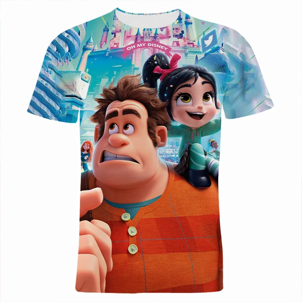 Wreck-It Ralph Men's T-shirt Disney Men's T-shirt New Fashion Men's Wear 3D Printing Cartoon Short Sleeve Summer Men's Clothing