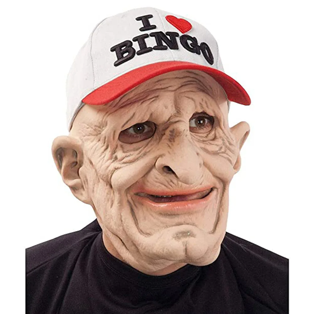 Halloween Easter Smoking Granny Hood Latex Mask Old Man Hat Props Wig 2025