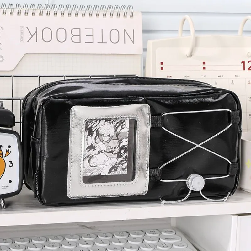 Silver F Pencil Case PU Transparent Layer Itabag Japan Interlayer Dirt Resistant Waterproof Multifunctional Large Capacity Box