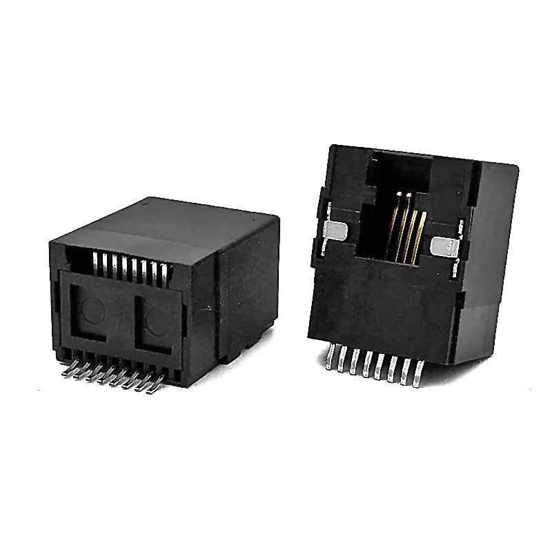 All-plastic 5321 surface mount SMT horizontal RJ45 network port 90-degree 8P8C network interface with internal mounting of pins