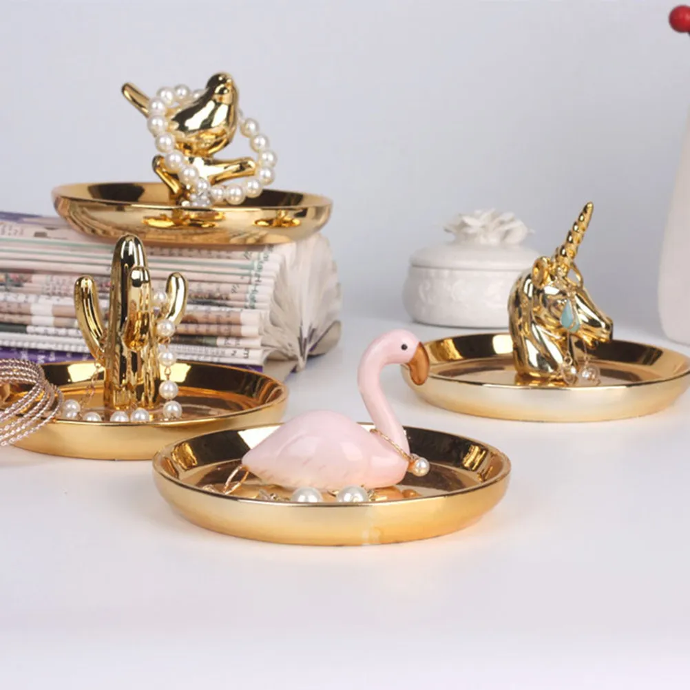 

Керамическая подставка для украшений, фарфоровая тарелка для ювелирных изделий, декоративный органайзер для колец и ожерелий, поднос для хранения браслетов, дизайн с птицами, украшение для дома