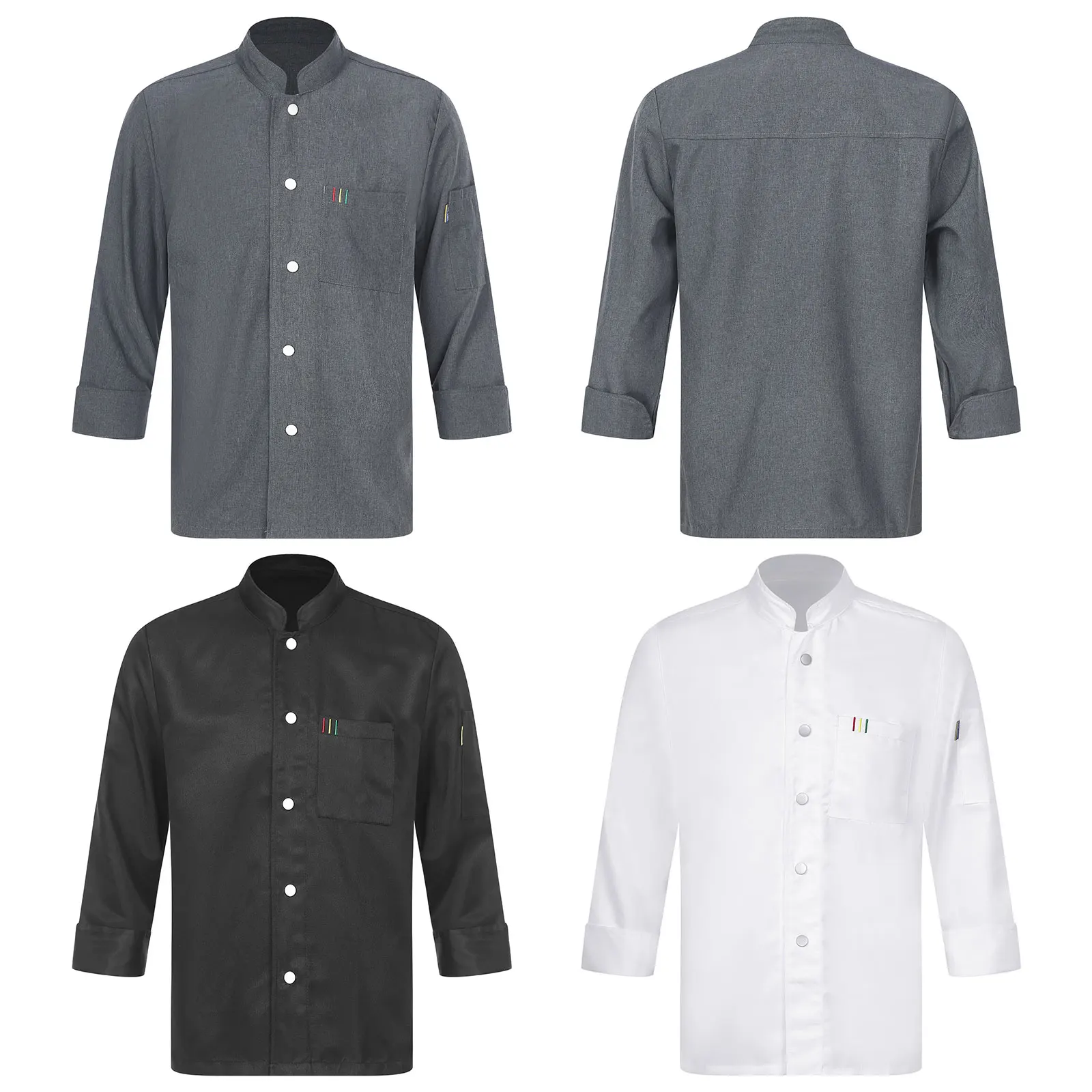 Abrigo de Chef Unisex para hombre y mujer, chaqueta de manga larga para cocina, panadería, restaurante, Hotel, uniforme, cantina, camarero, Tops, camisa, ropa de trabajo