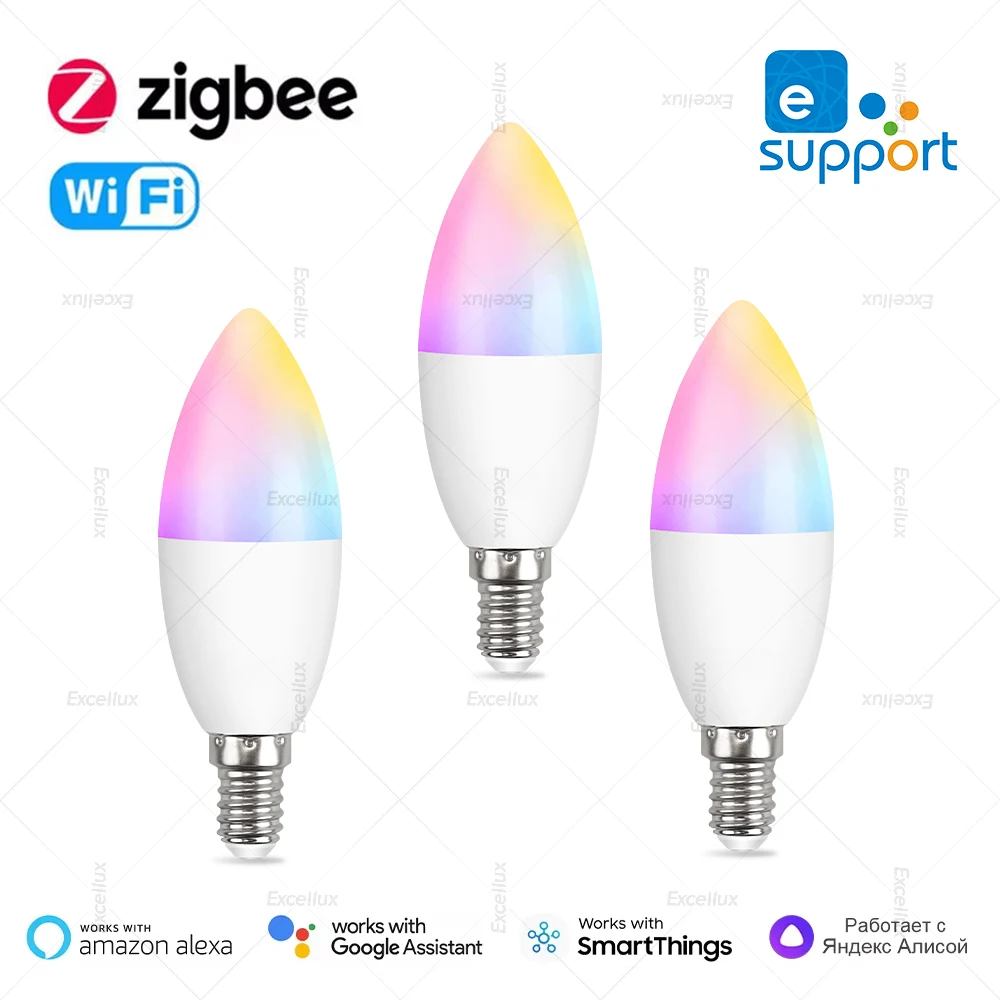 Ewelink e14 הוביל נורה wifi zigbee, מנורת נר dmable + cct, נורה LED עובד עם alexa amazon