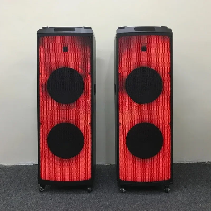 New Trending Product Portable Speaker Dual 12inch Horn Speaker Big TWS Rrolley Speaker With Double Wireless Microphone