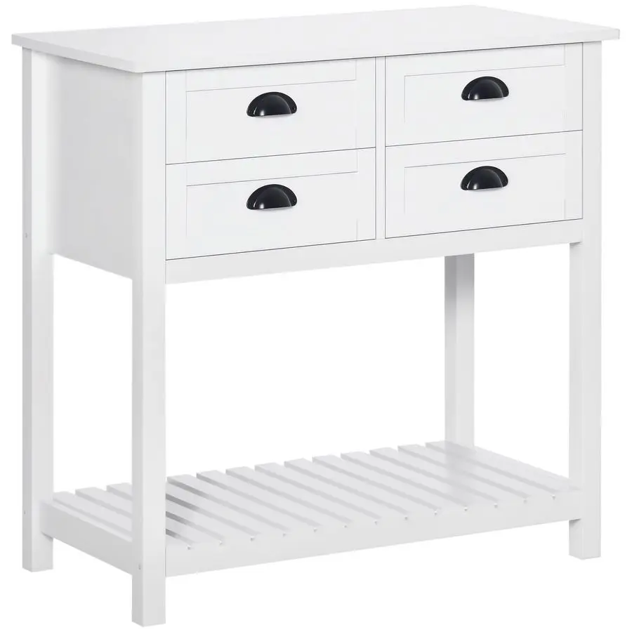

Sideboard Buffet Cabinet with Storage, Modern Coffee Bar Cabinet with 4 Drawers and Slatted Bottom Shelf, Console Table for Kit