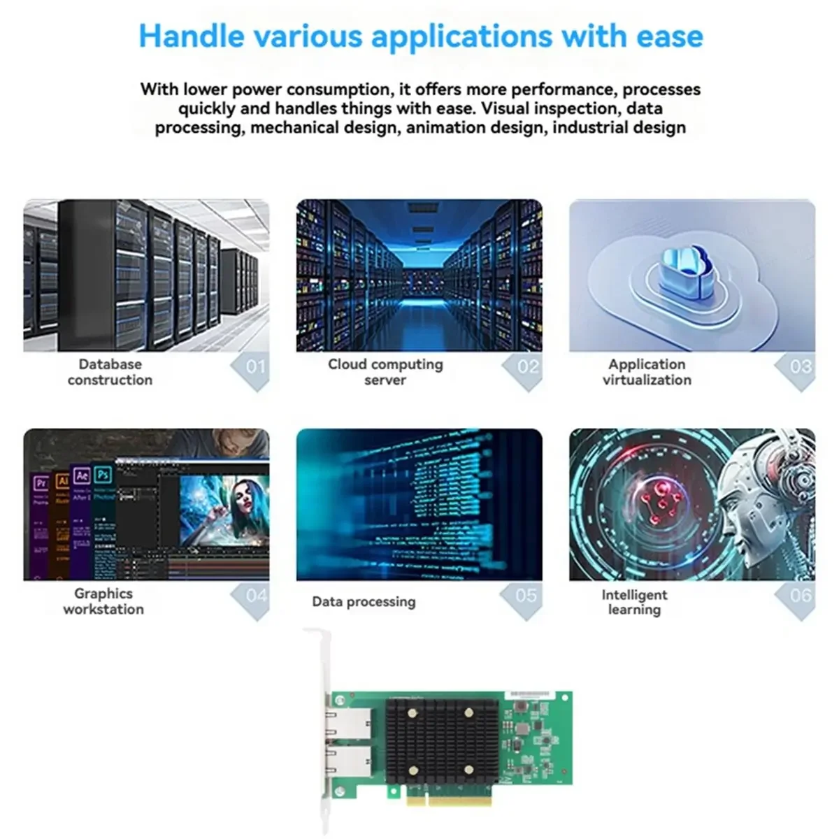 VivaS10/5/2.5/1GbE Network Card X550-BT2 Dual Port RJ45 PCIe 2.0 X8 NIC With X550 Chipset Low Profile Bracket