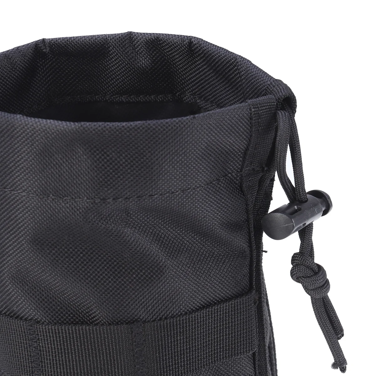 

Outdoor Hiking Camping Water Bottle Bag Pouch Holder Carrier Durable Nylon Waterproof Drawstring Mesh Bottom For Backpacks Black