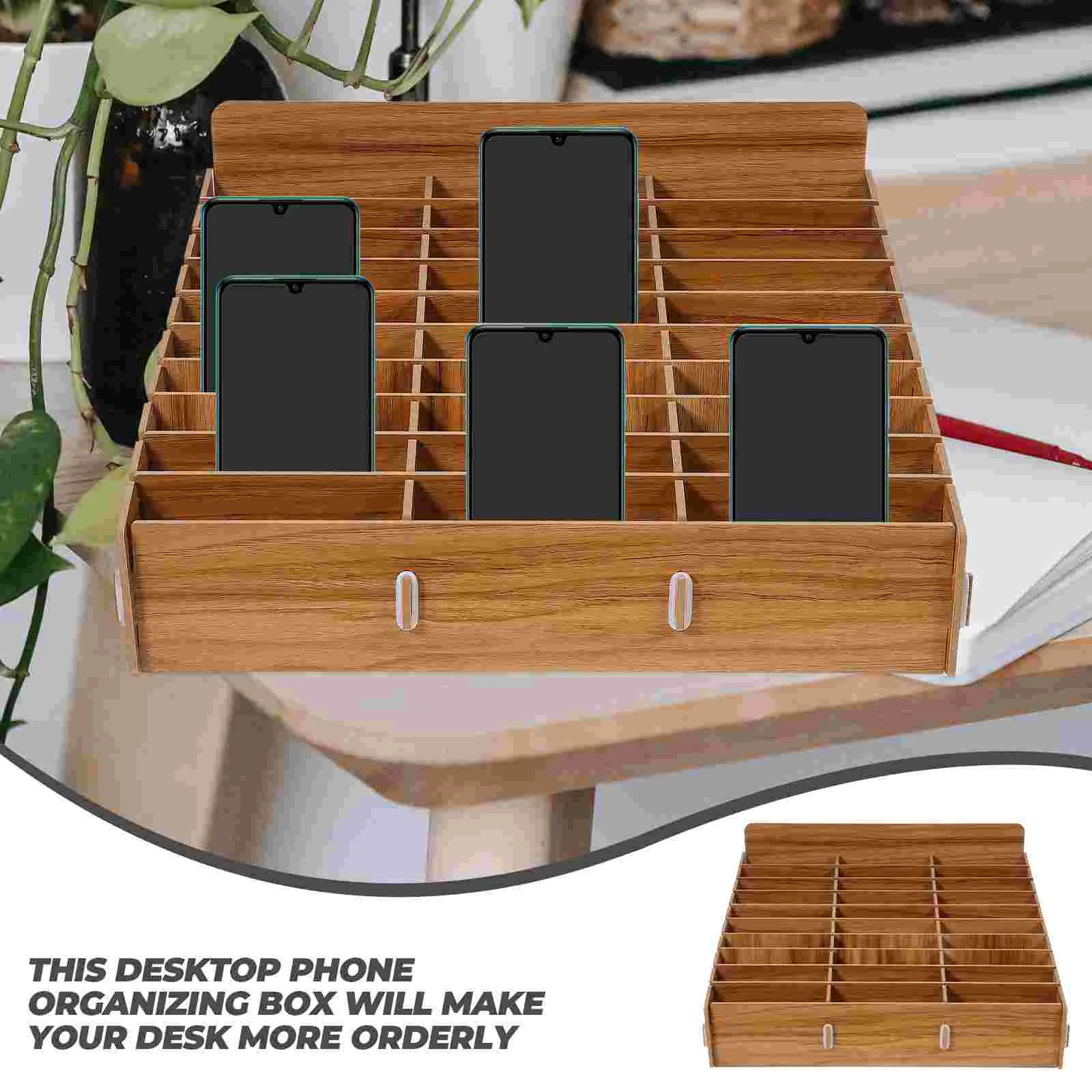 Mobile Phone Storage Box Holder Meeting Room Organizer Table Cell Temporary Desktop Compartment Case