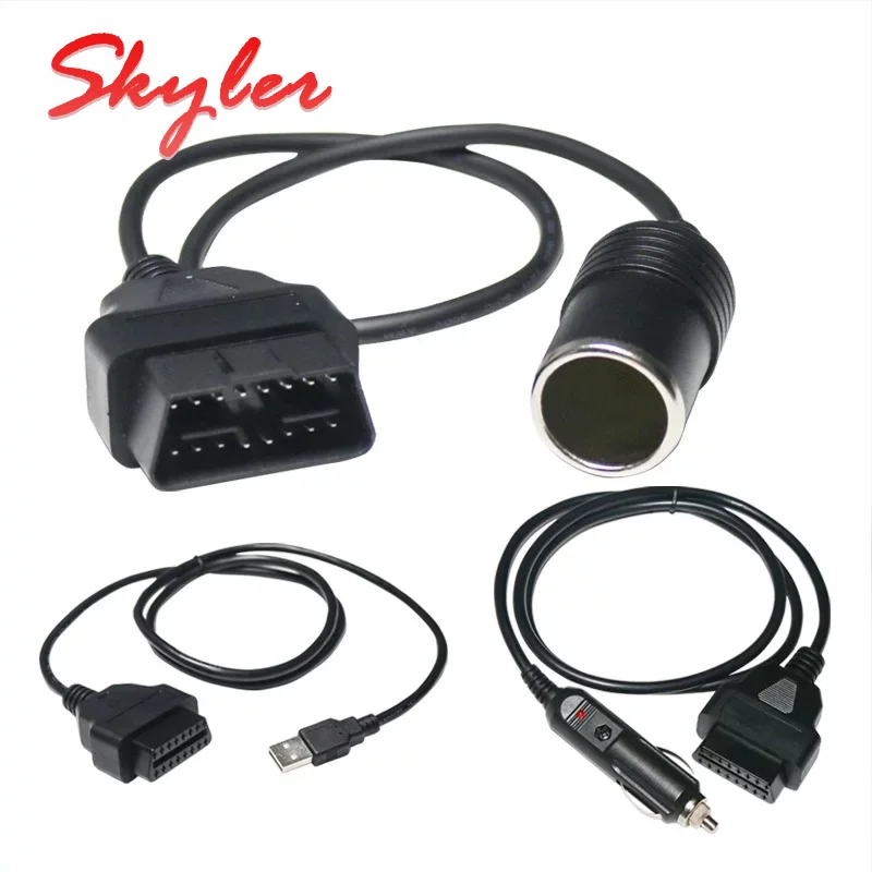 OBD 2 Car Cigarette Lighter OBD2 Male to Female Automotive Equipment Power Supply Line 1 to 2 with Independent Control Switch