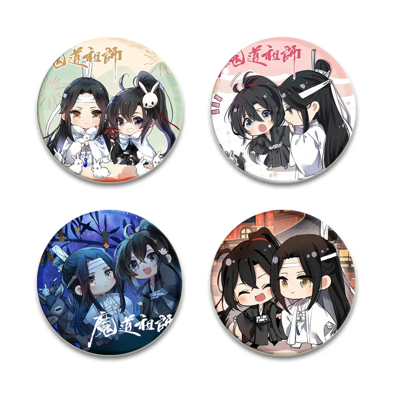 Anime Mo Dao Zu Shi Brooch Lan Zhan/wei Wuxian Cartoon Badge Lan Wangji Wei Ying Button Pins Cosplay Souvenir Toy Cute Fans Gift