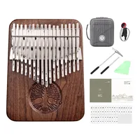 Hluru 34 Key Chromatic Board Kalimba Professional Finger Piano Full Scale Thumb Piano Black Walnut Mbira with Case