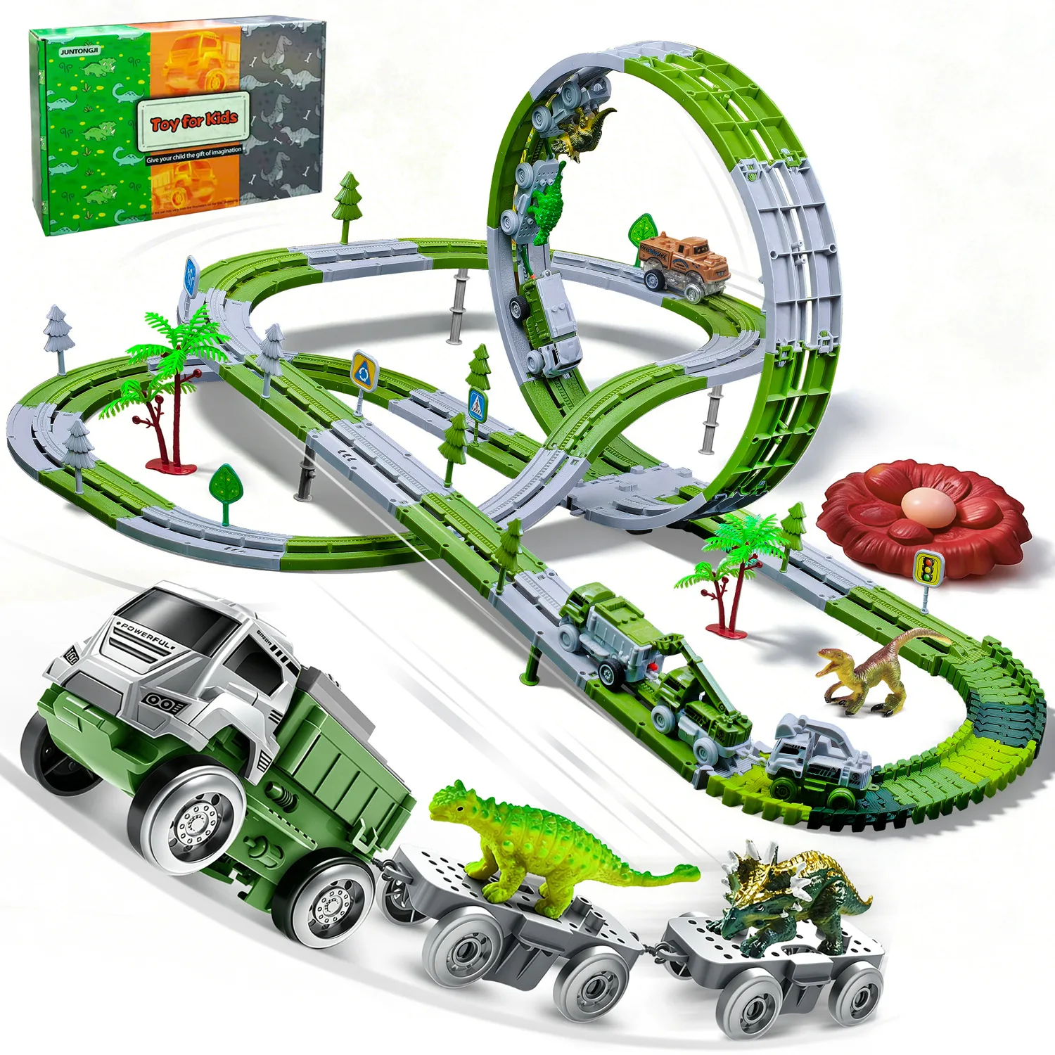 Kids DIY Track Toy set Dinosaur Car Boy Toys Track Car Train Educational Toys for Children Birthday Christmas Gifts