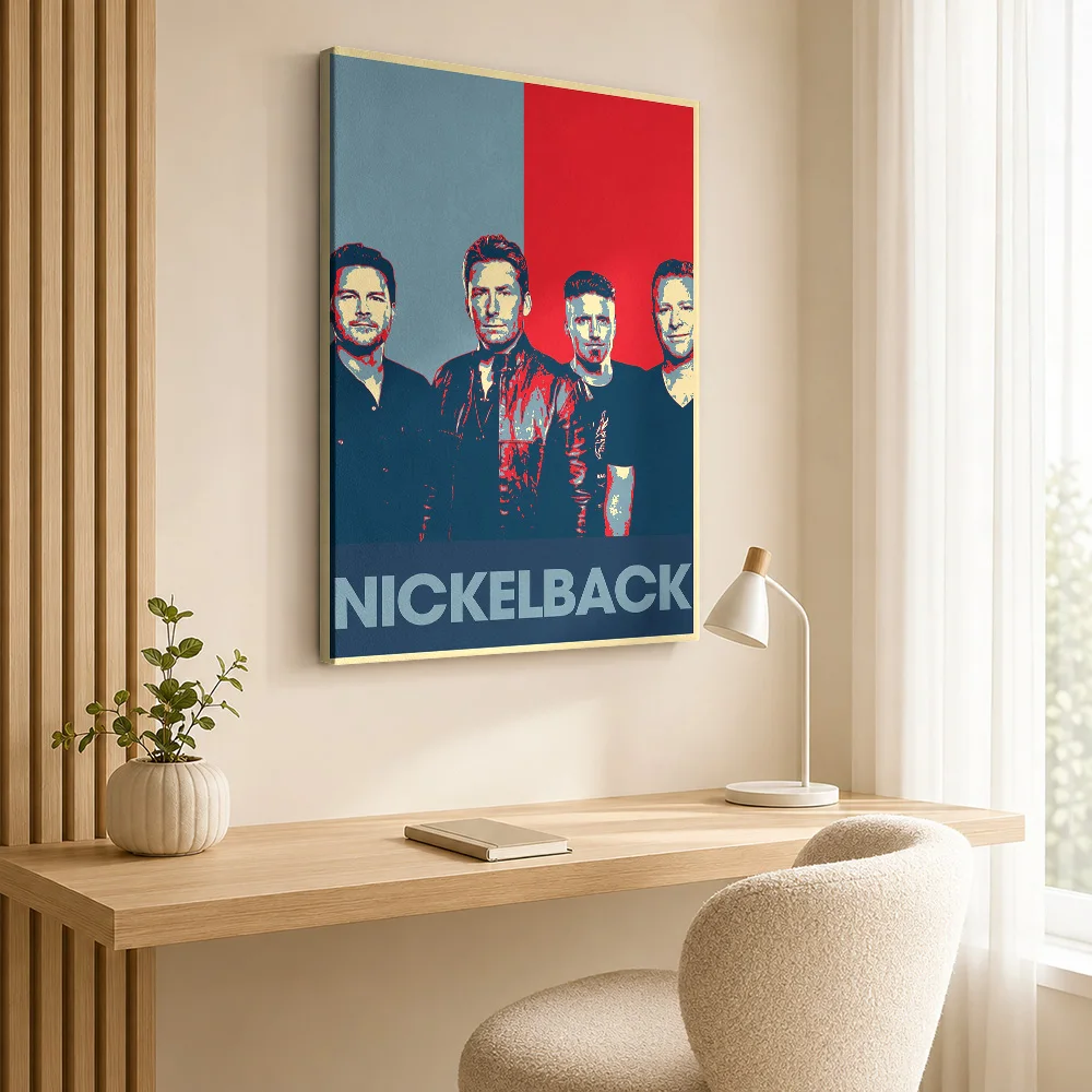 Nickelback Band Members Canvas Print Customized Photo Retro Bold Colors Wall Art For Rock Music Listening Room Birthday Gift