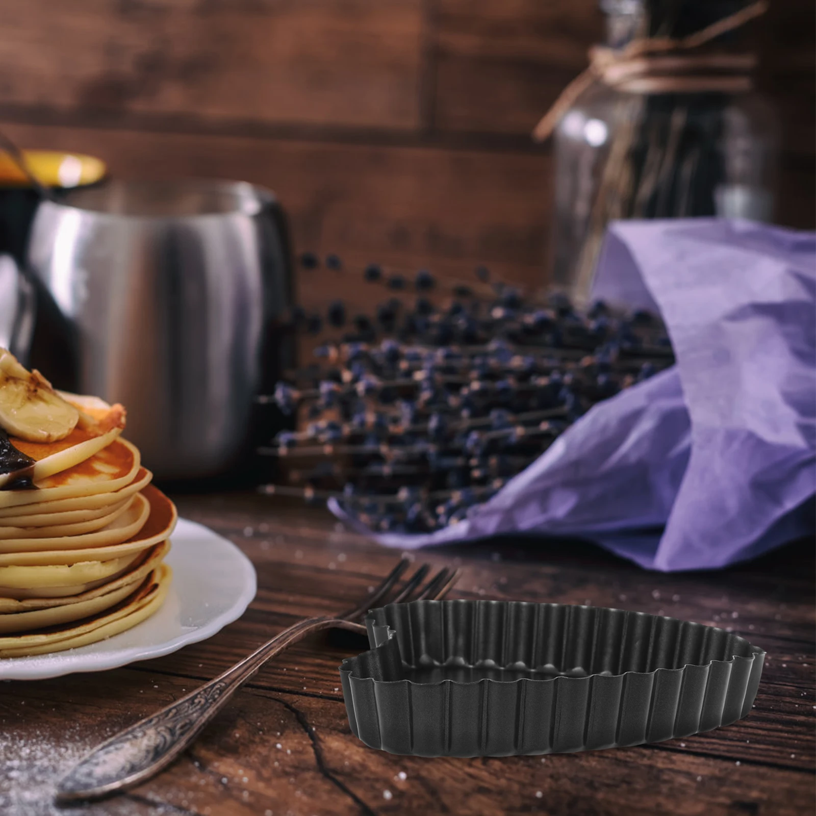 

2pcs Heart Shaped Removable Bottom Carbon Steel Baking Pans Non-Stick Deep Flan Molds For Oven Mini Cheese Cake Pans Heat