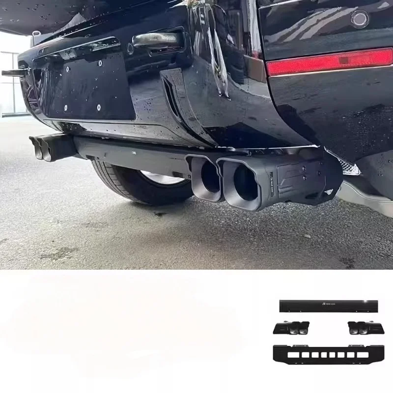 For  Land Rover Defender 90 110 Quad Square Exhaust Tip Rear Lower Guard Plate Exterior Performance Mod Parts view 3