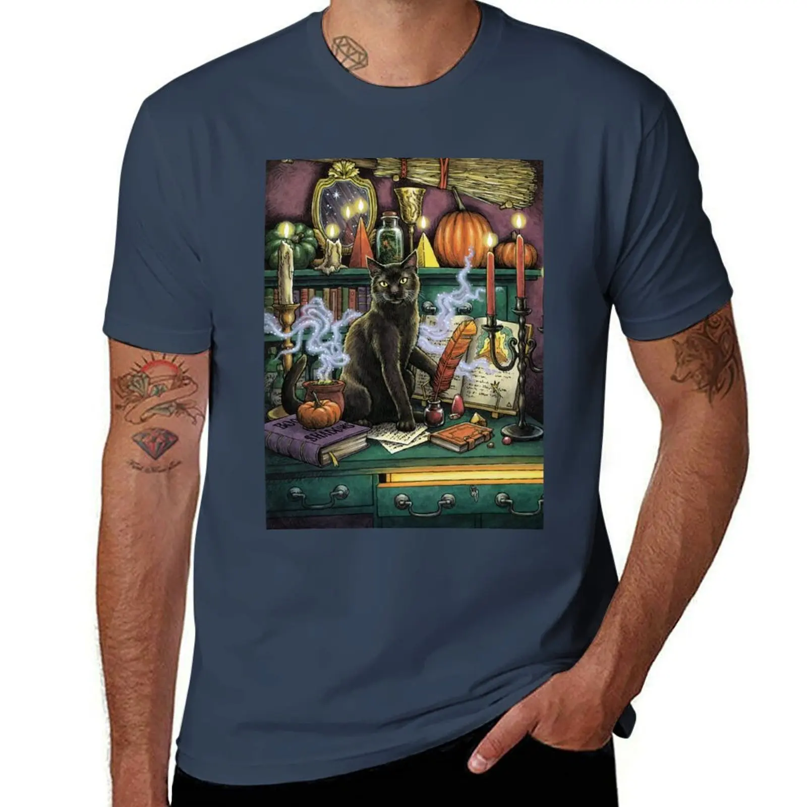 Everyday Witch's Familiars Oracle - The Black Cat T-Shirt anime tshirt anime t shirts for man T-Shirt