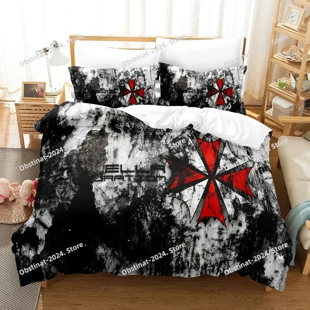 Game R-RESIDENT Corporation Red Umbrella EVIL Bedding Set Duvet Cover Full Queen King Size Pillowcase Printed Aldult Kid Bedroom