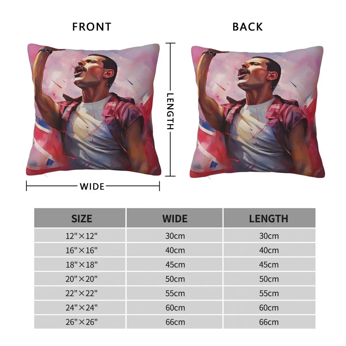 Freddie Mercury British Flag Square Pillowcase Pillow Cover Cushion Decor Comfort Throw Pillow for Home Car