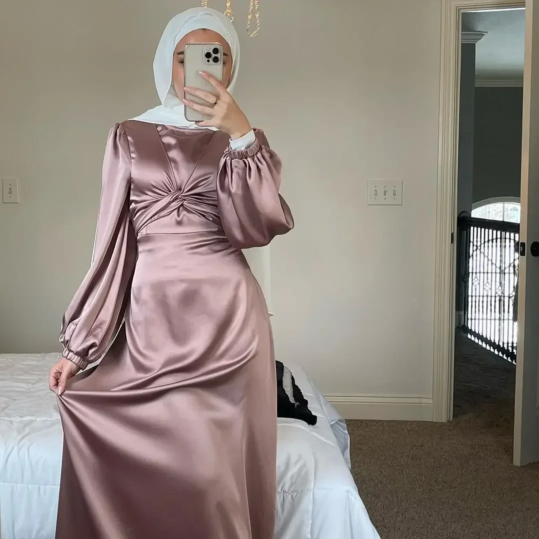

Ramadan Satin Abaya Turkey Hijab Muslim Dress Summer Caftan Eid Abayas for Women Dubai Islam Clothing Kaftan Vestido Arabe Mujer