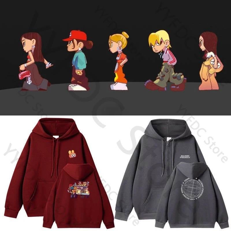 

ALLDAY PROJECT толстовки Kpop мода ADP FAMOUS мультфильм буквенный принт толстовка на молнии хип-хоп зимняя теплая толстовка высокого качества