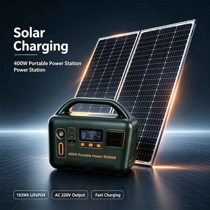 400W Portable Power Station 192Wh LiFePO4 Solar Generator AC 220V Fast Charging Outdoor Camping Emergency Backup Power Bank