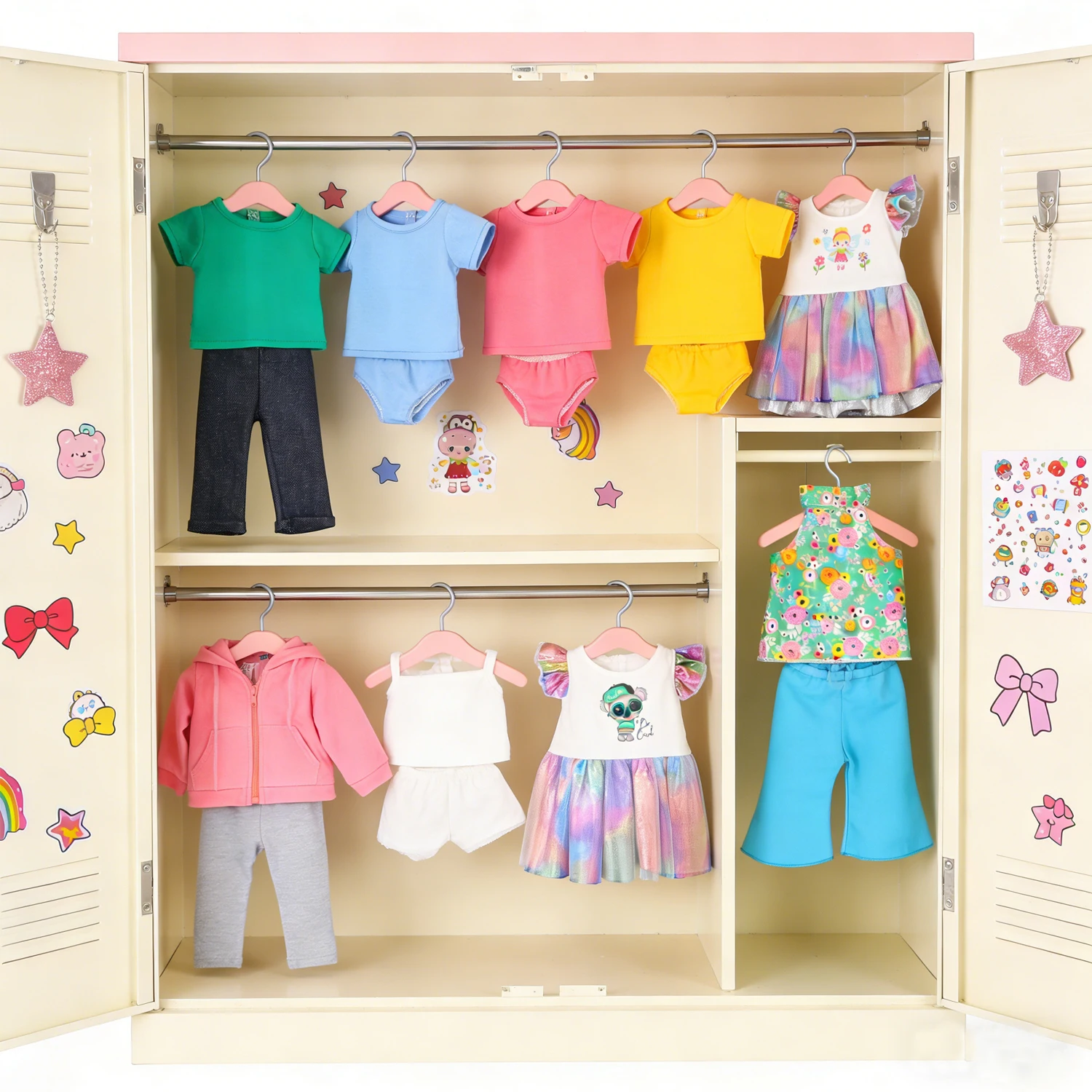 

18-inch American Doll Clothes Cute T-shirt +Underwear Hooded Jacket Colorful Dress Pajamas For 43cm Baby Newborn & OG Girl Dolls