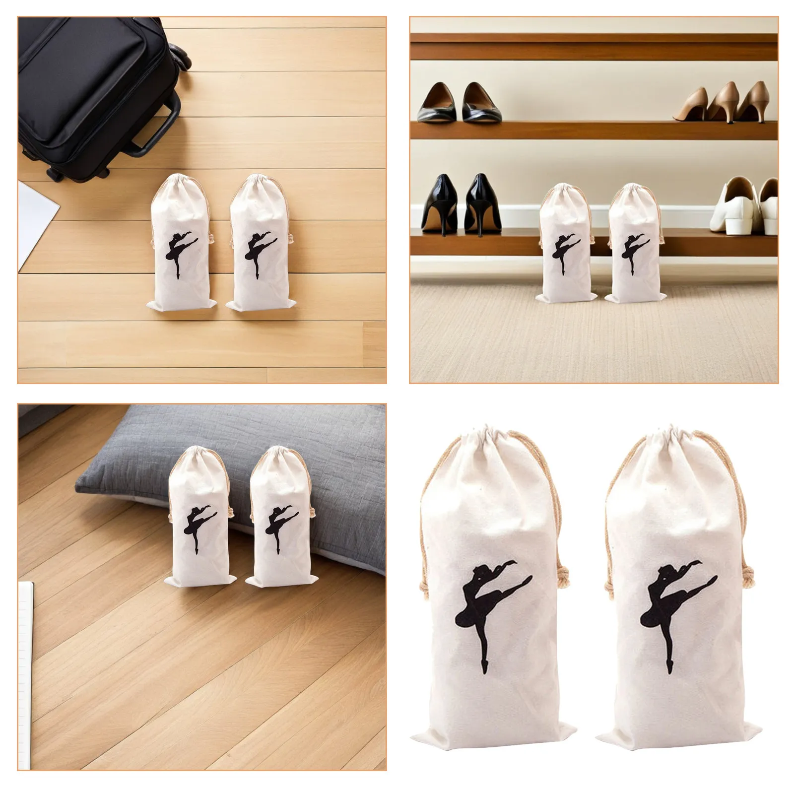 

2Pcs Pointe Shoe Bag Lint Ballet Drawstring Storage Pouch Multi-Function Dance Bag Dance Bags for Little