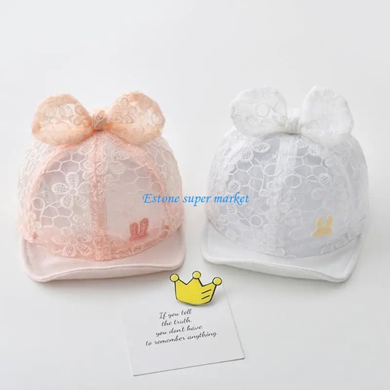 

090B 3-24 Months Kid Cap Adjustable Sun Hat Baby Girls Cap with Bowknot Decorations