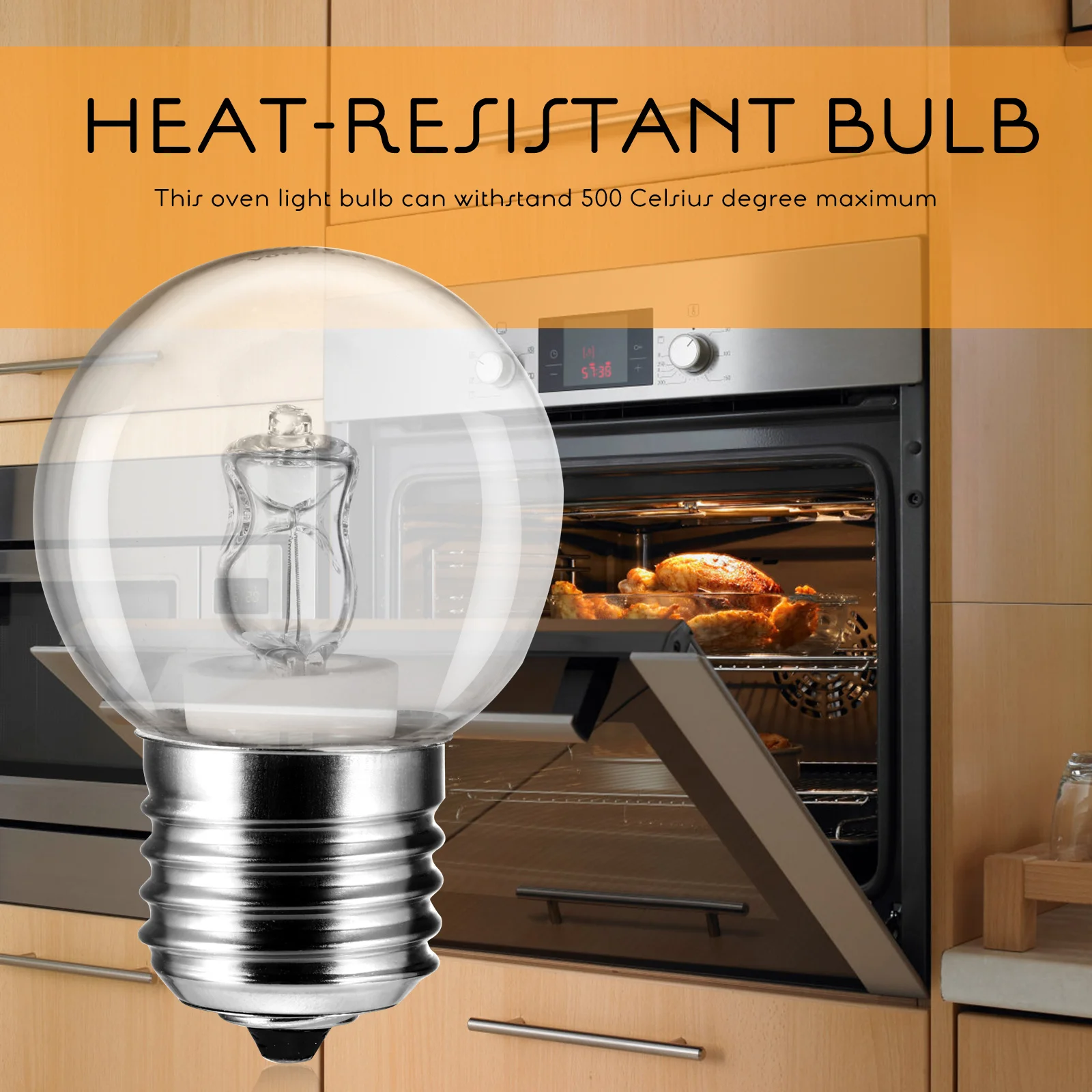 

Clear Glass Oven Bulb Light for Baking Heat-resistant Halogen Lamp Appliance Replacement