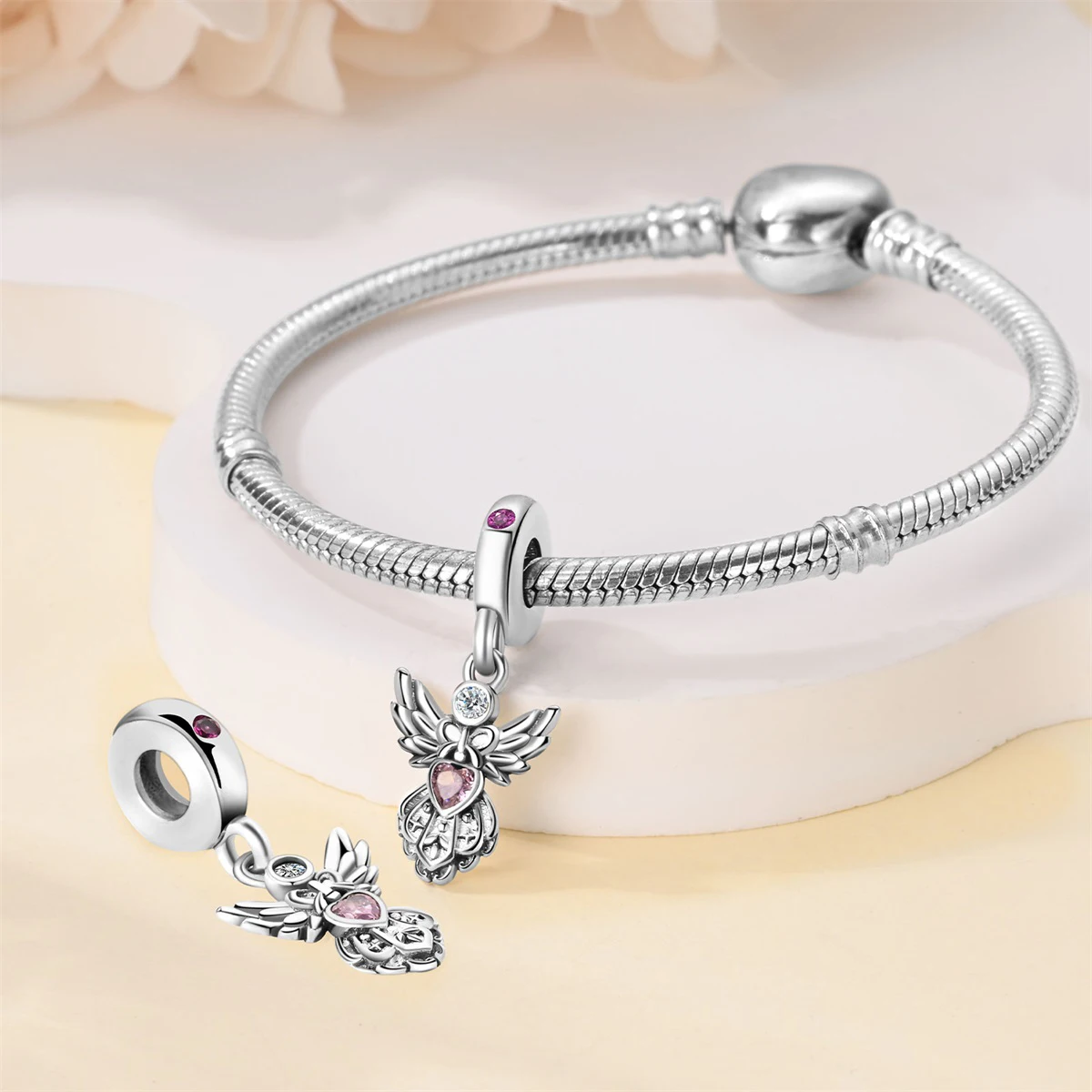 Hot Sale 925 Silver Plated Vintage Lotus Classical Angel Charms Beads Fit Pandora 925 Original Bracelet Fine DIY Retro Jewelry image 6