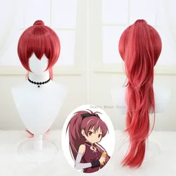 Sakura Kyoko Cosplay Puella Magi Madoka Magica Combats Wig High Temperature Silk Rose Inner Mesh Wig Halloween Party