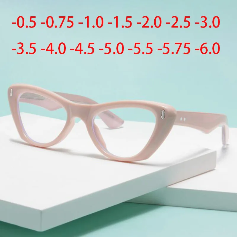 

Feminine Optical Myopia Glasses Vintage Brand Design Clear Cat Eye Blue Light Blocking Glasses Women Eyeglasses Degree 0 to -6.0