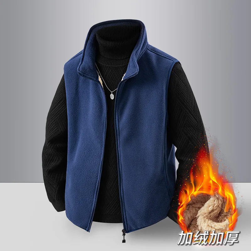 

Мужской осенне-зимний жилет на флисовой подкладке, модный толстый повседневный теплый жилет без рукавов для мужчин