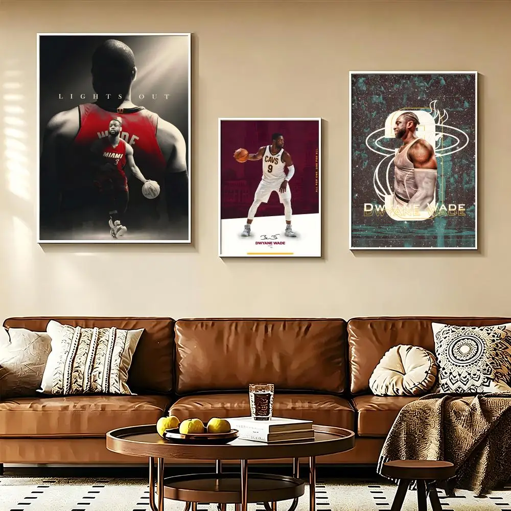 sportstar D-Dwyane W-Wade Poster posters Self-adhesive Paper Print Home Living Room Bedroom Entrance Bar Cafe Art