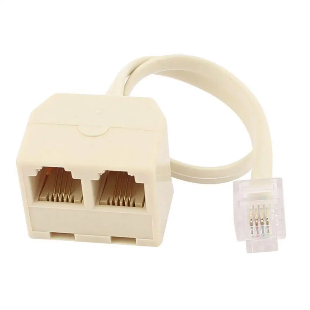 Telephone Splitter RJ11 6P4C 1 Male to 2 Female Adapter RJ11 to RJ11 Separator Male to Female 2 Way Outlet Jack Line Splitter
