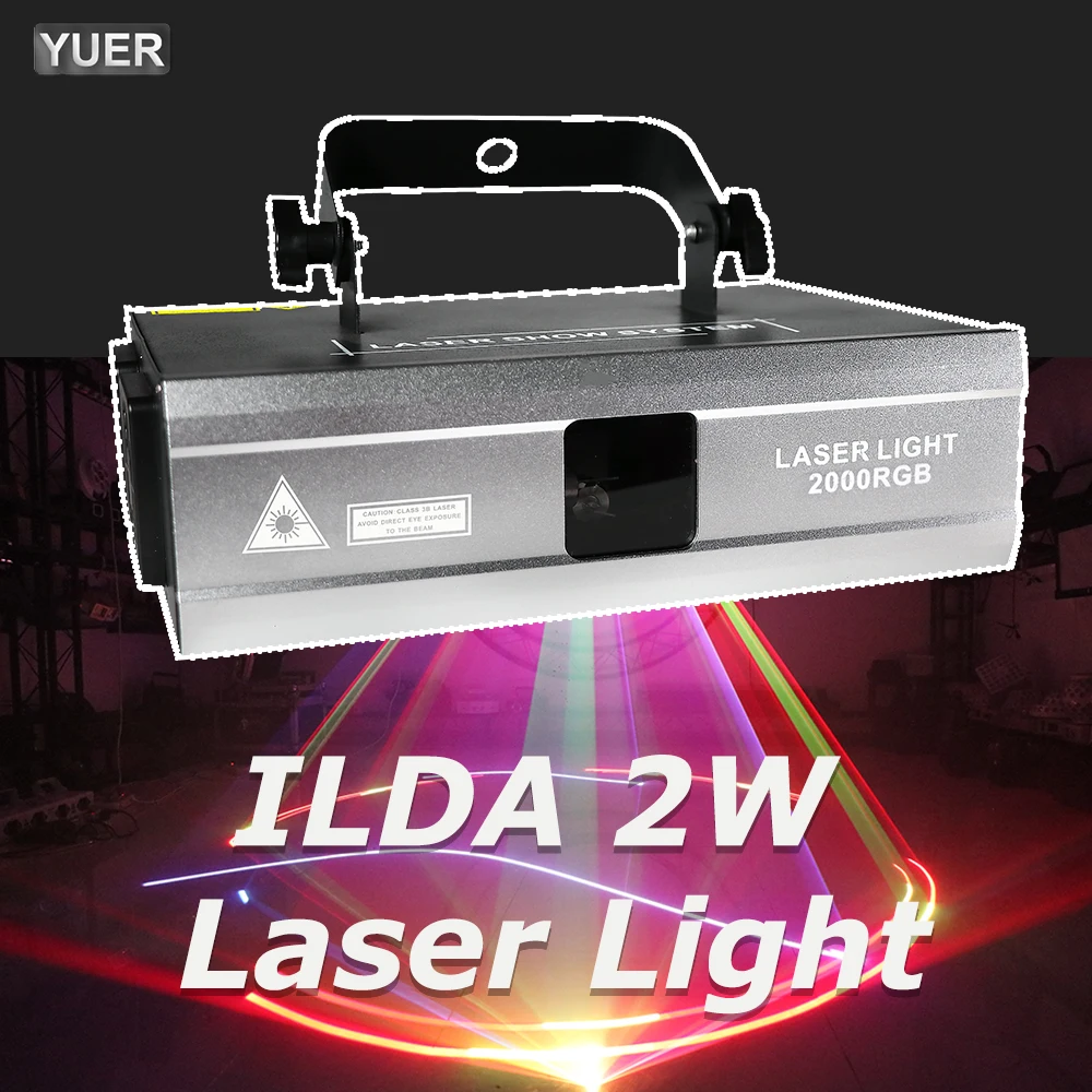 ILDA 2W RGB Beam Scanner Stage Laser Lighting Effect Projector DMX DJ Disco Bar Club Party Dance Wedding Xmas Holiday Show Lamp