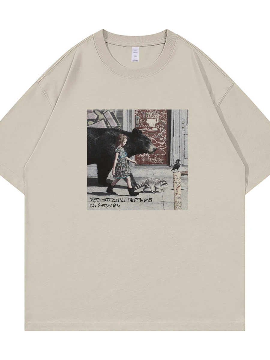 Red Pepper Band Vintage American Street Style Loose Fit round Neck Short Sleeve Rock T-Shirt Breathable Cotton Youth Fashion