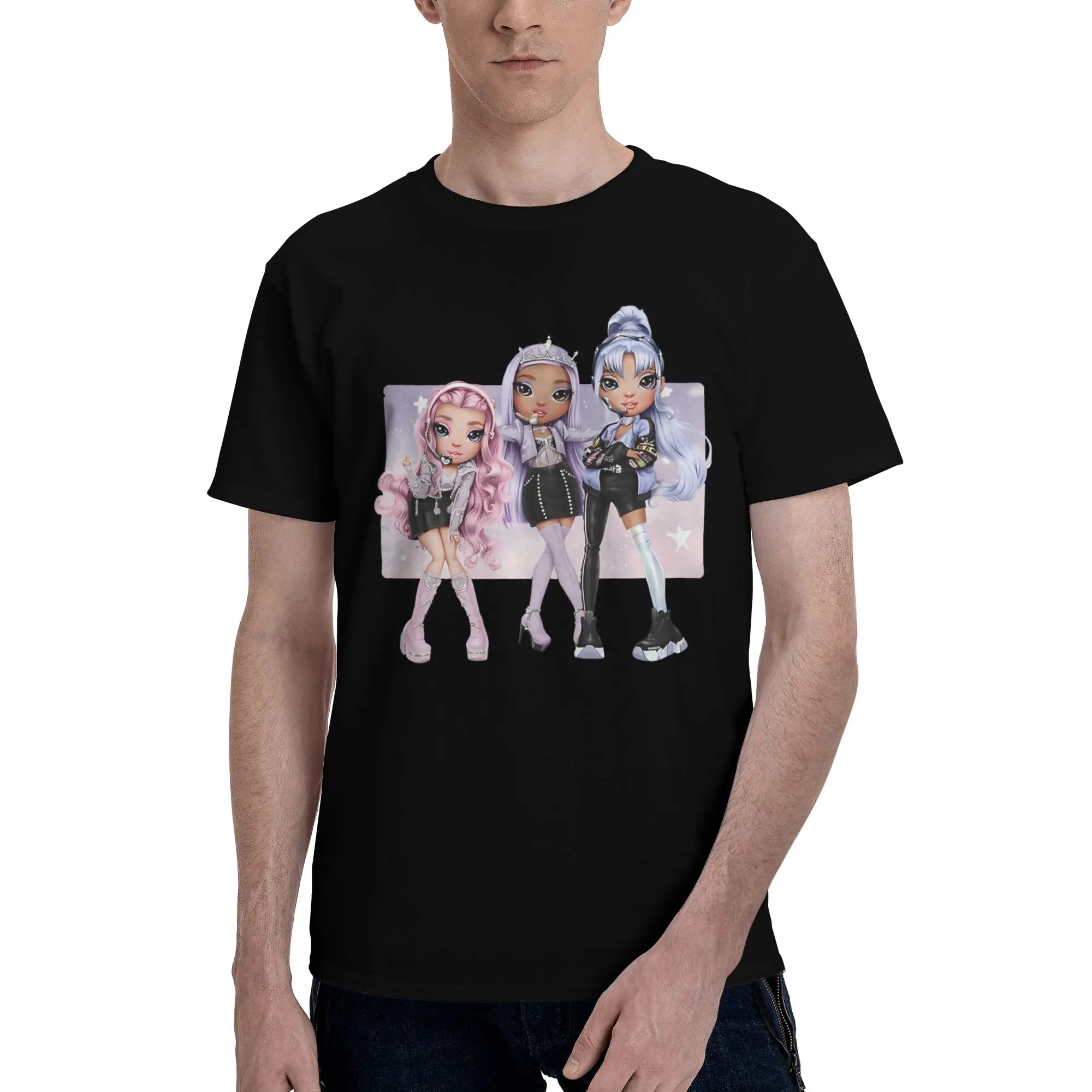 Camiseta RH KPOP con gráfico divertido 100% algodón, camisetas Rainbow High para hombre