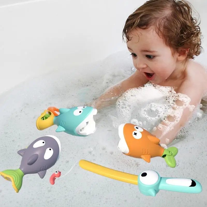 Shark ลอยน้ําของเล่นตลก Shark อ่างอาบน้ําของเล่นที่มีสีสัน Fine Motor Skill การเรียนรู้เกมการศึกษาก่อนวัยเรียนกิจกรรมสําหรับ