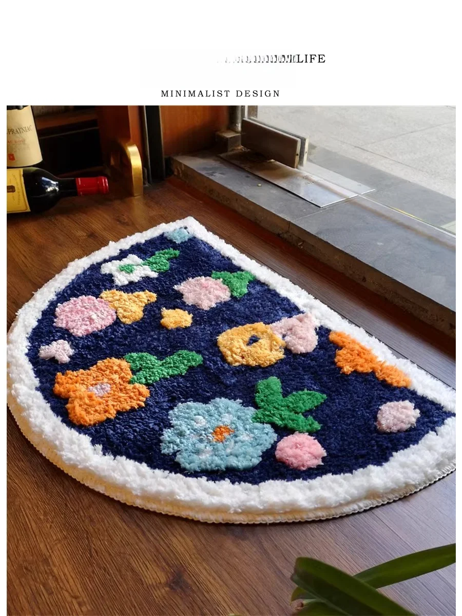 

Утолщенный нескользящий коврик для ванной комнаты с цветочным узором, машинная стирка, круглый, для дома