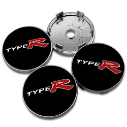 4pcs 56+60mm TypeR Emblem Car Wheel Center Hub Cap Rim Cover Stickers For Honda Civic Odyssey City Accord Fit Mugen CRV HRV