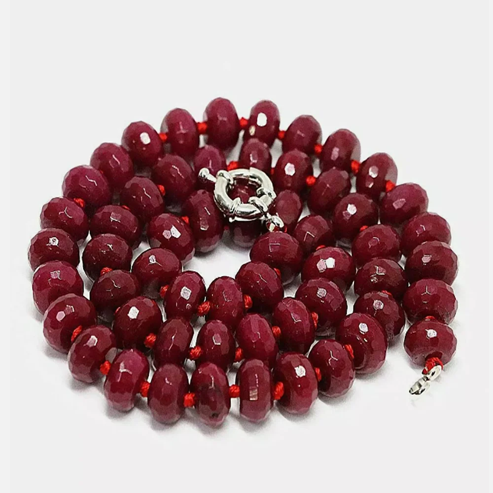 Natural 5x8mm Faceted Red Brazil Jade Abacus Gemstone Beads Necklace 18''