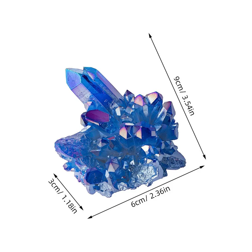 Natural Aquamarine Crystal Cluster Stone Ornament for Fresh Salt Water Aquariums Desktop Gardening Flowerpot Decor Natural Gems