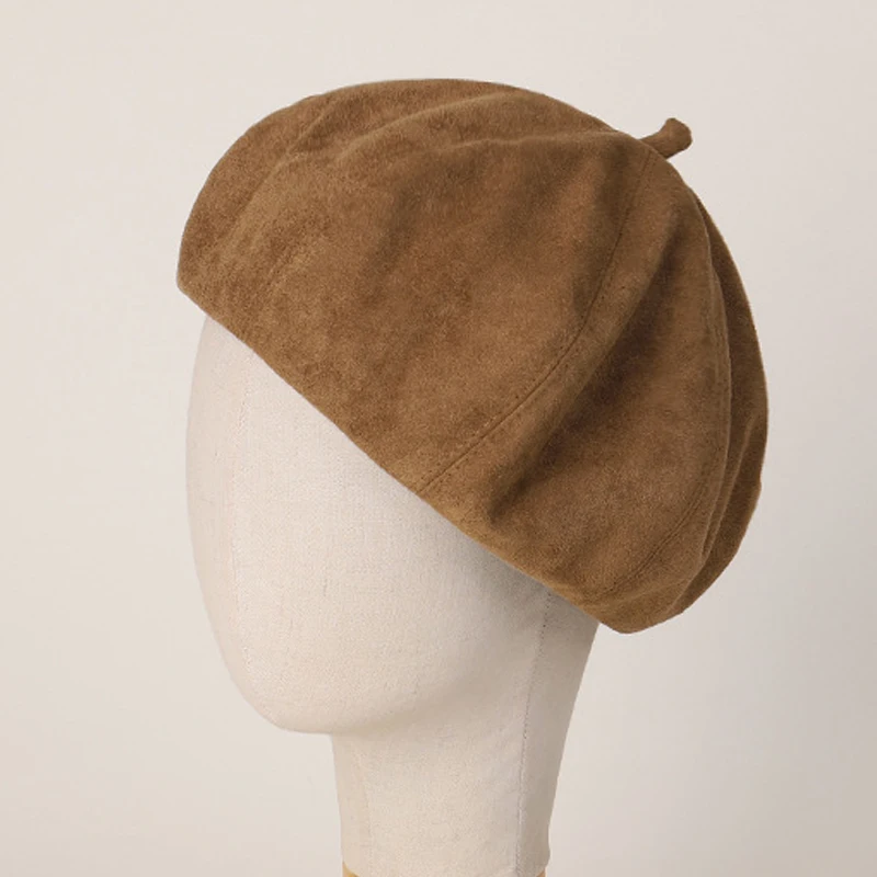 

Hat Women Suede Beret Autumn Winter Windproof Warm Accessory For Sun Protection Outdoor Casual Fashion