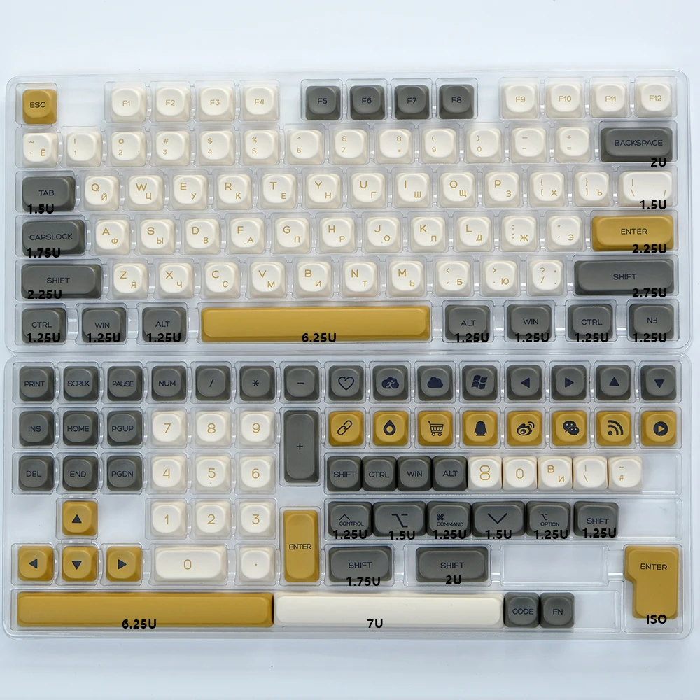 Kbdiy 138 Toetsen/Set Koa Profiel Mac Stijl Keycaps Pbt Russische Koreaanse Keycap Voor Mechanische Keyboard Gaming Retro Key Caps Gmk67